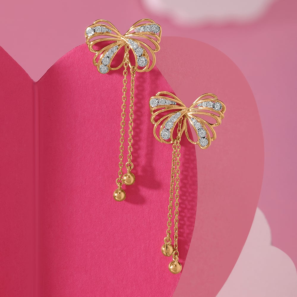 Butterfly Blush 14KT Gold & Diamond Drop Earrings,,hi-res image number null
