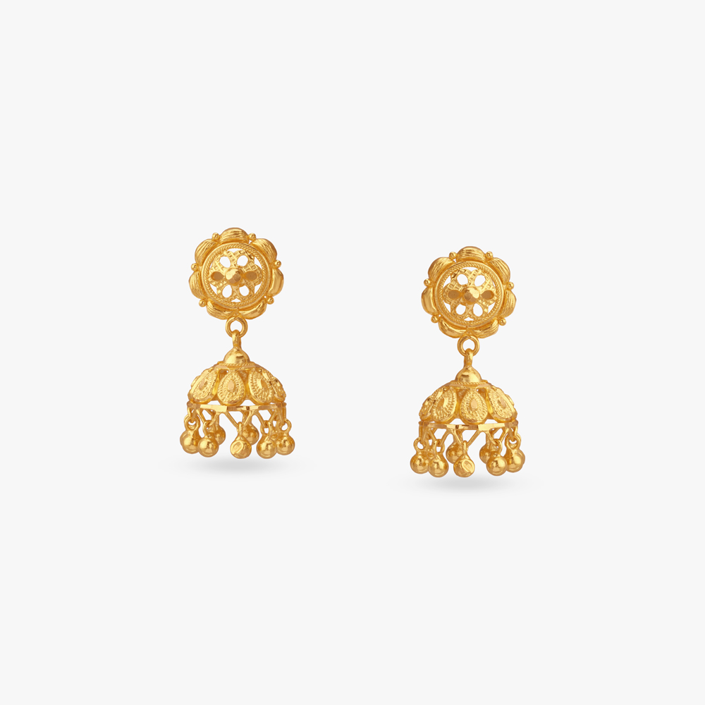 

Blossom Dome Gold Jhumka Earrings