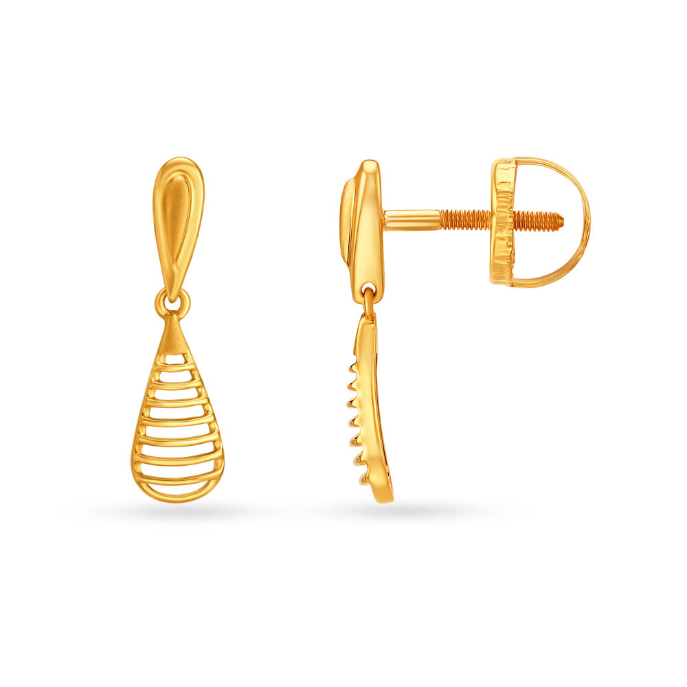 Teardrop Pattern Gold Drop Earrings,,hi-res image number null
