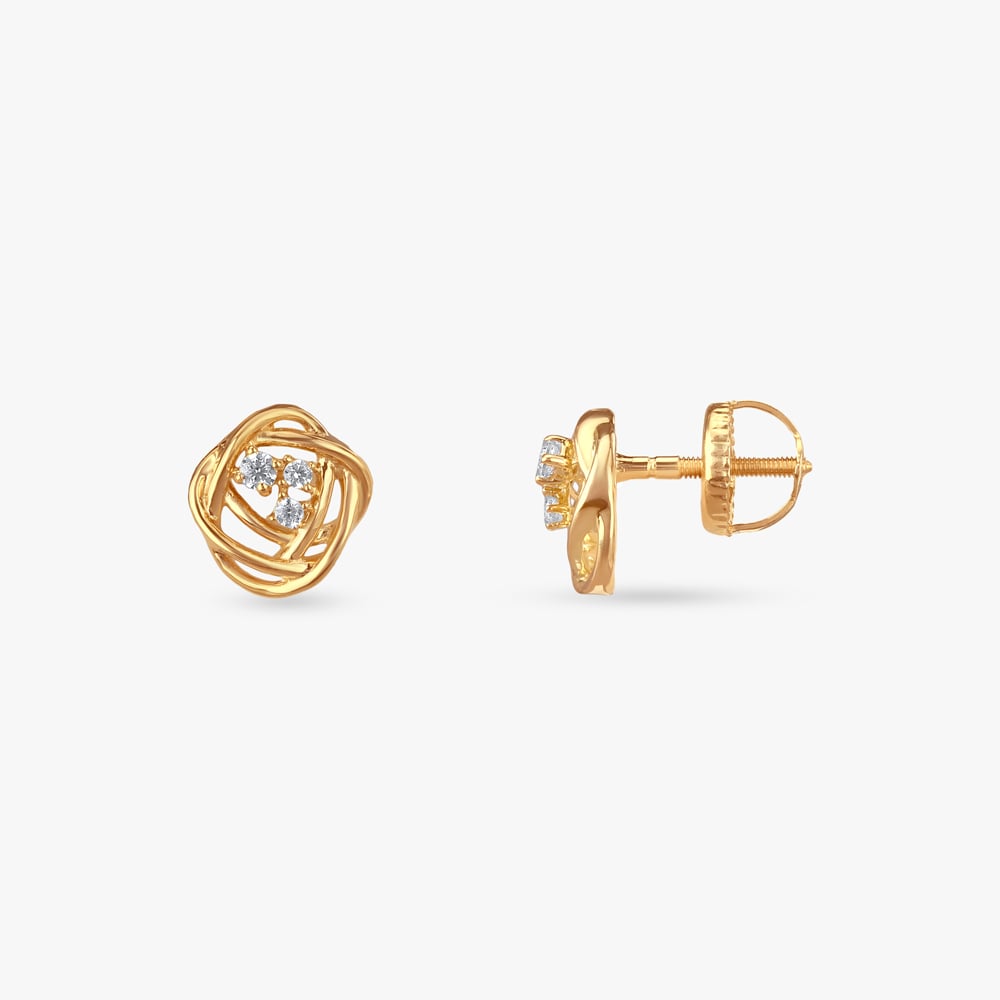 Swirl Nest Gold Stud Earrings,,hi-res image number null