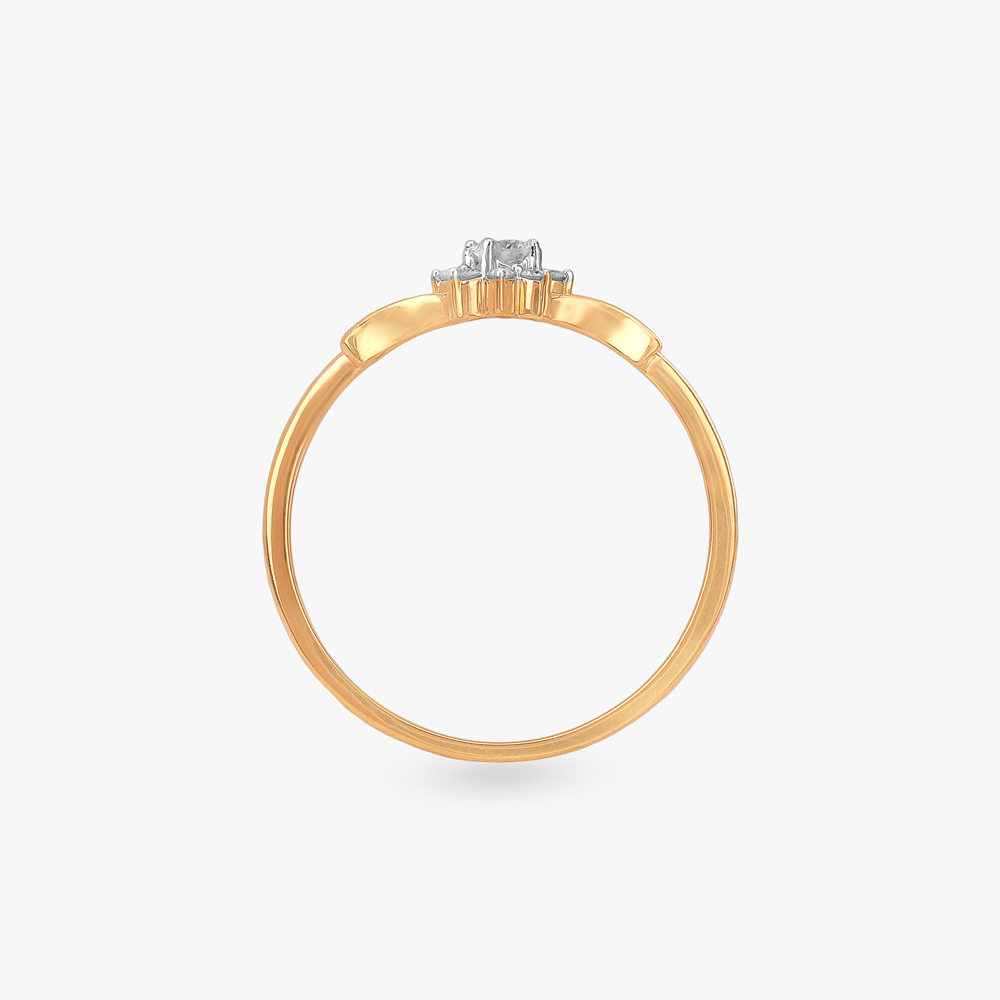 Charming 18 Karat Yellow Gold And Floral Diamond Ring,,hi-res image number null