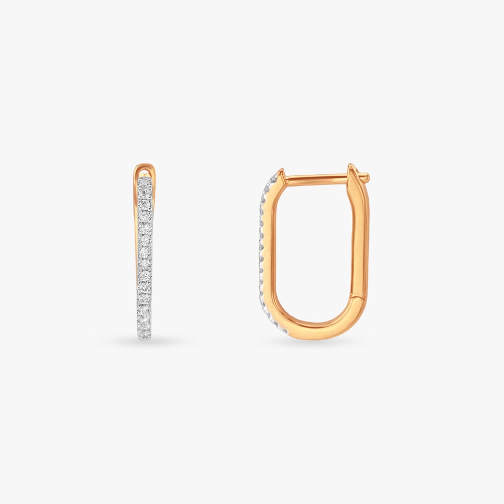 Elongated Arc Diamond Hoop Earrings,,hi-res image number null