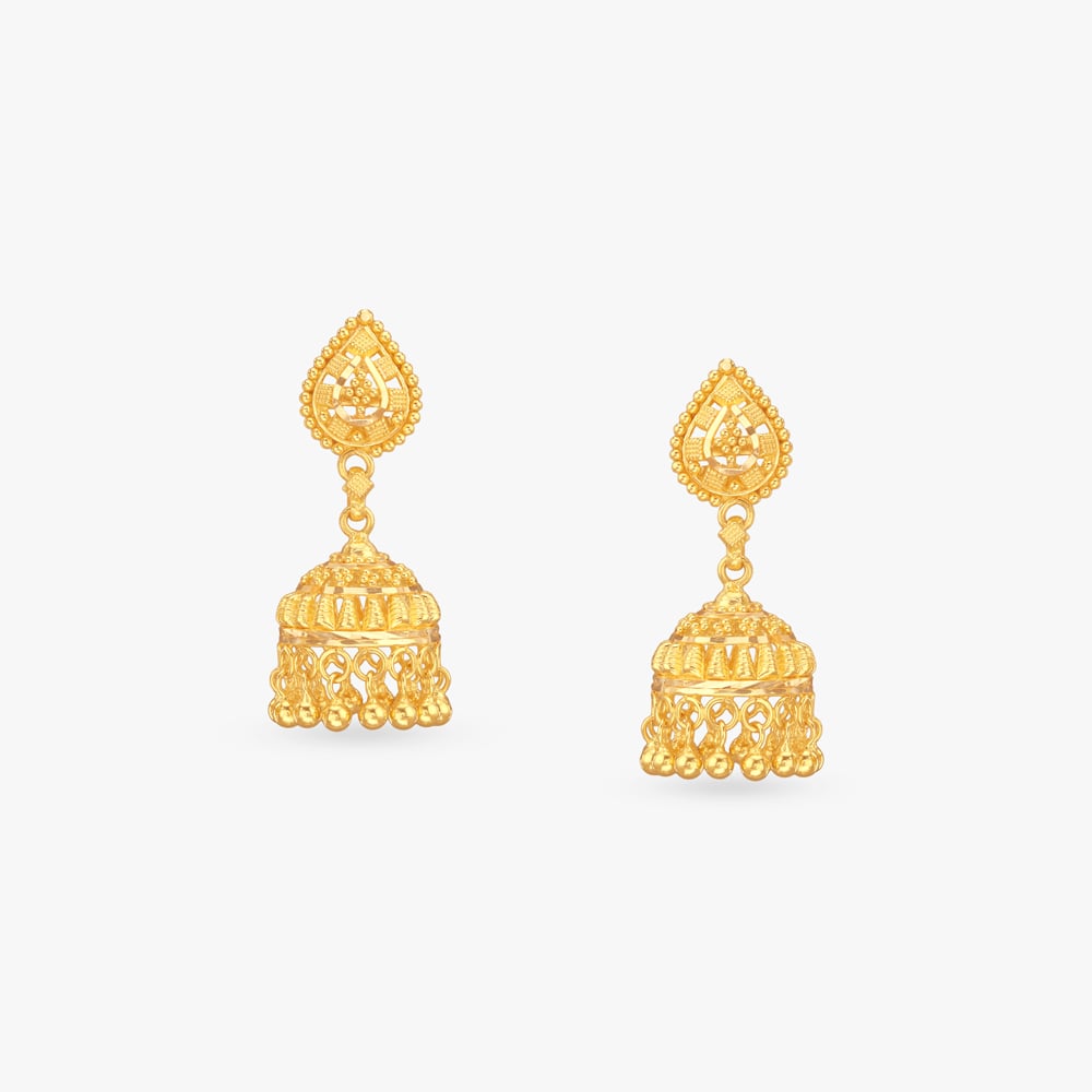 

Sunlit Melody Gold Jhumka Earrings