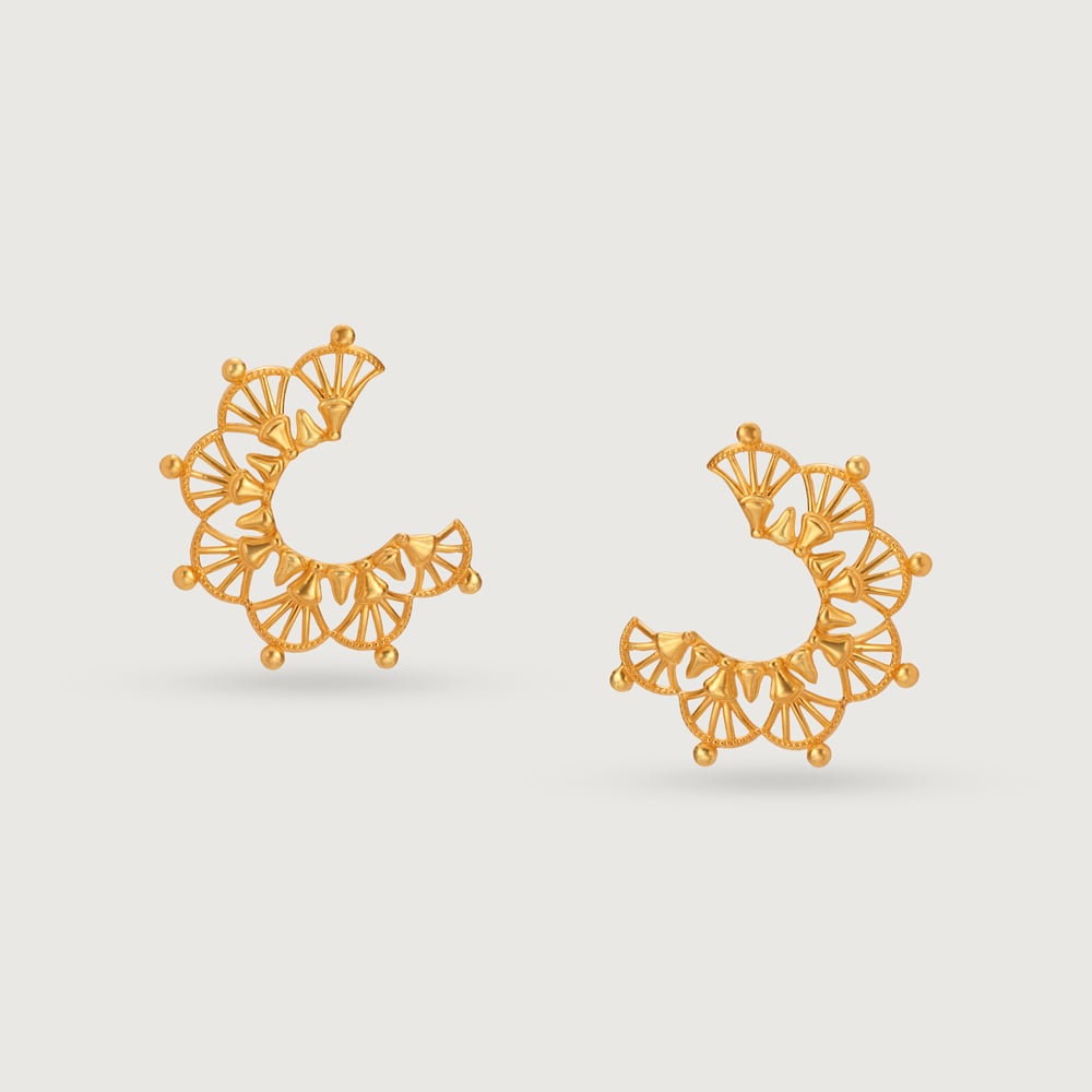 Artisanal Warli Art 22KT Gold Stud Earrings,,hi-res image number null