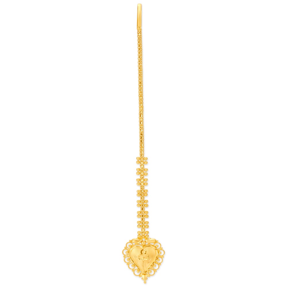 

Enticing 22 Karat Yellow Gold Heart Maang Tikka