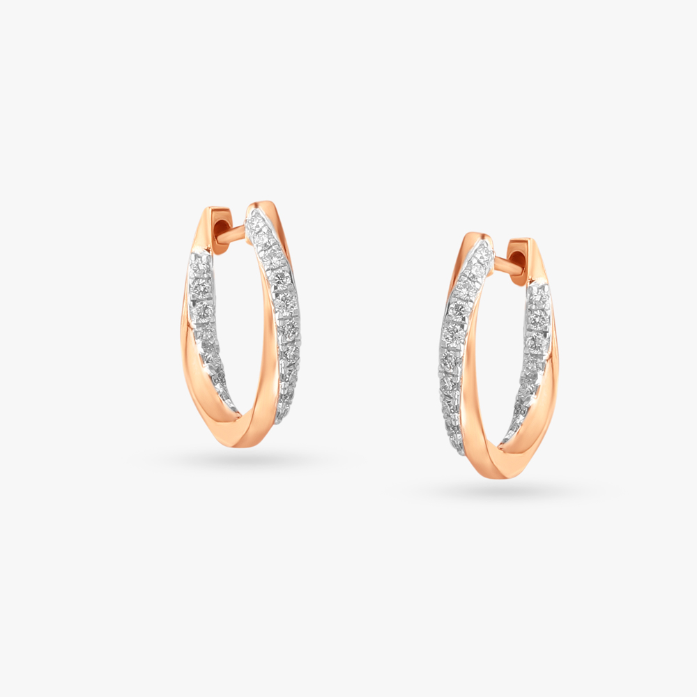 Charming Simple Diamond Hoop Earrings