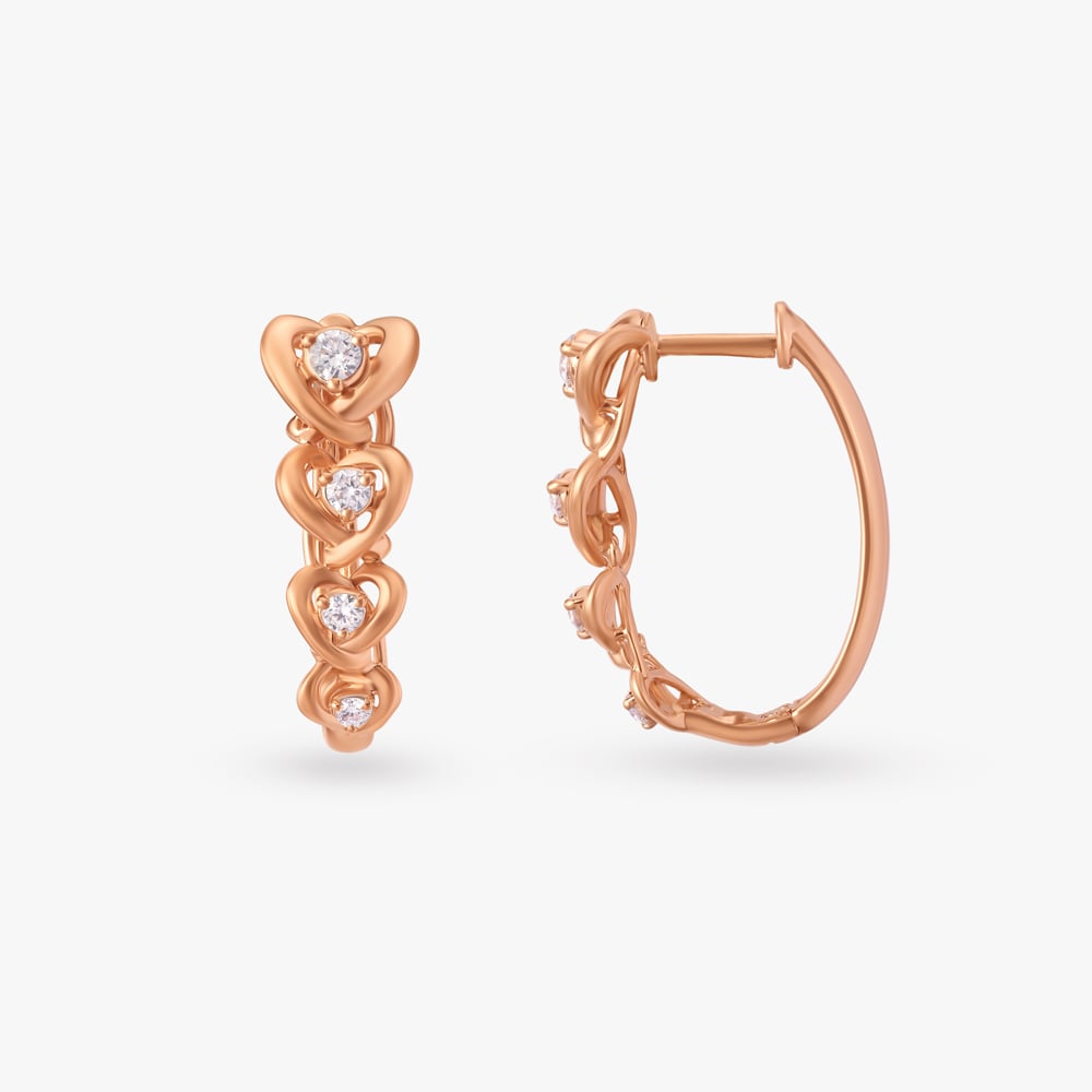 Unfading Hearts Diamond Hoop Earrings,,hi-res image number null