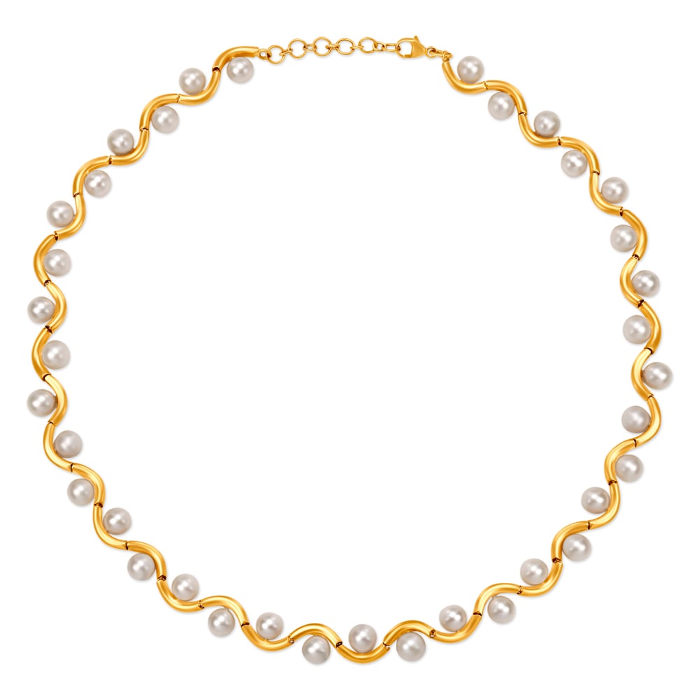 Elegant Serenade of Pearls and Gold Necklace