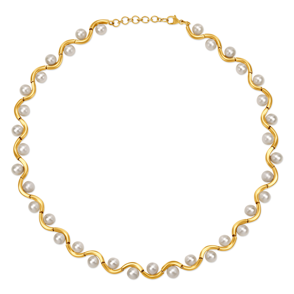 Elegant Serenade of Pearls and Gold Necklace