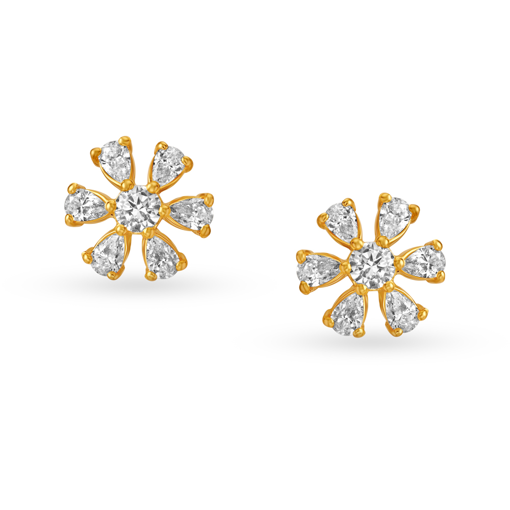 

Enchanting Floral Gold Stud Earrings for Kids
