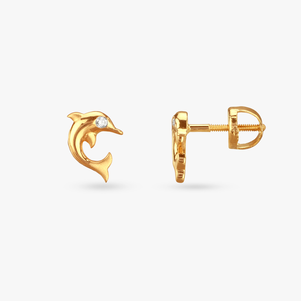 Sparkling Dolphins Diamond Pendant and Earrings Set for Kids,,hi-res image number null
