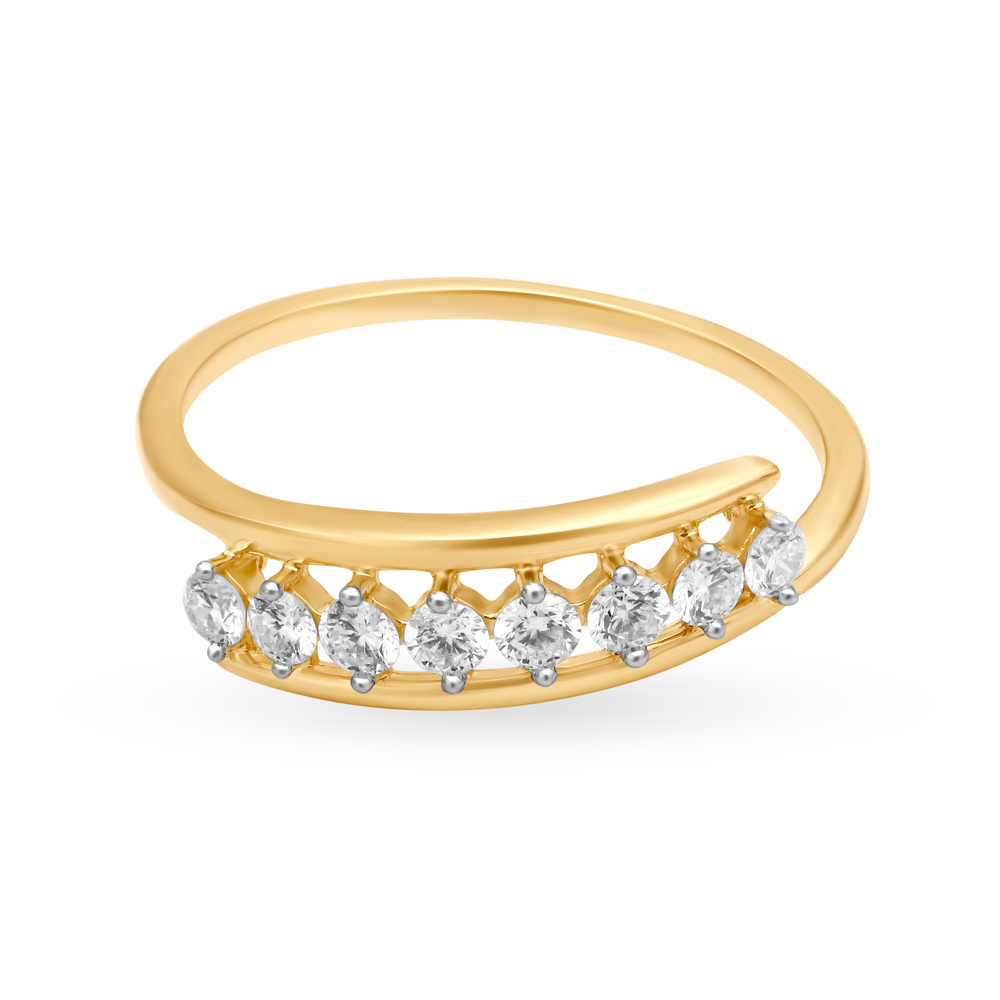 Enchanting 18 Karat Yellow Gold And Diamond Trail Finger Ring,,hi-res image number null