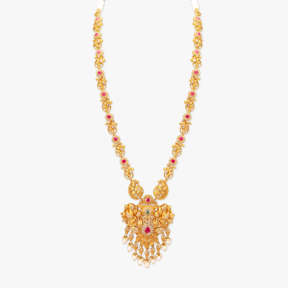 Leaf Medallion Gold Necklace Set,,hi-res image number null