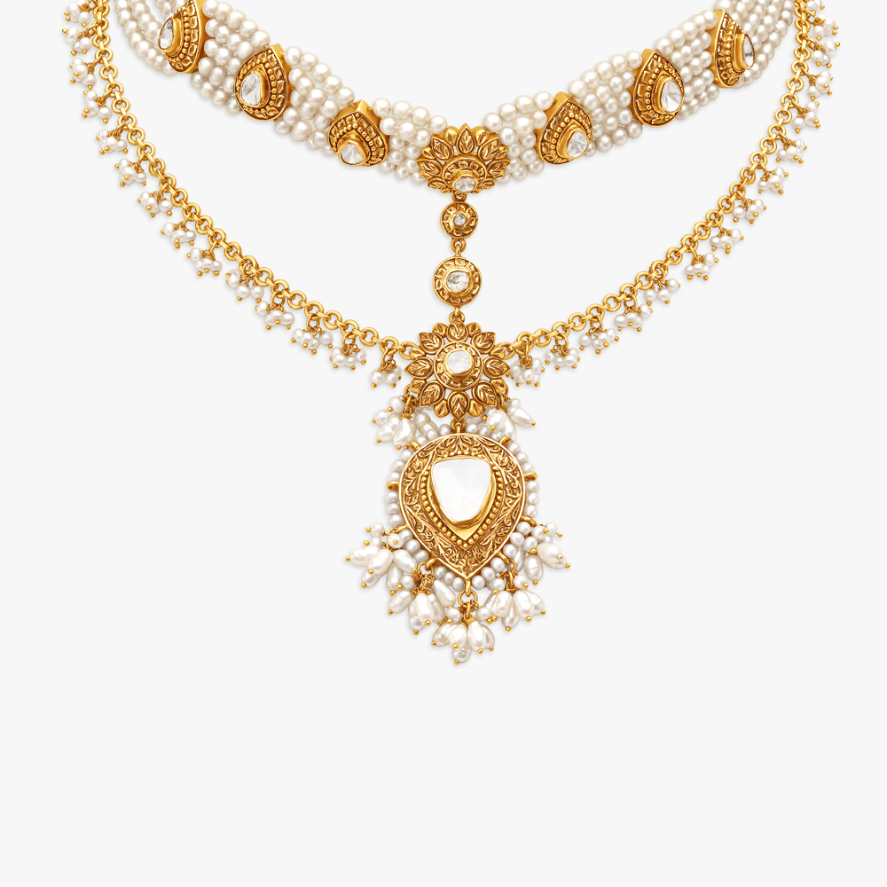 Regal Pearl Gold Maang Tikka,,hi-res image number null