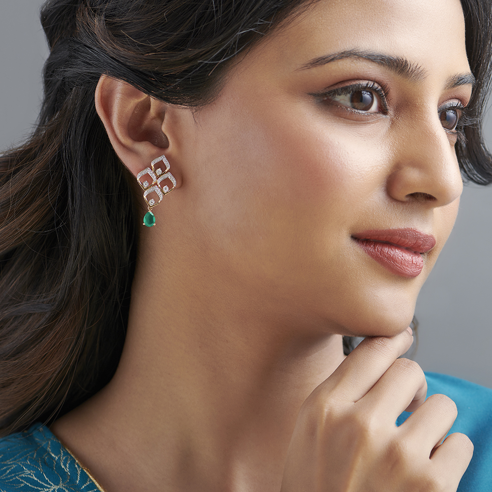 Fancy Contemporary Diamond Drop Earrings,,hi-res image number null