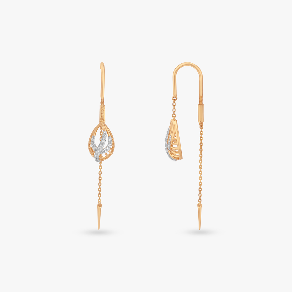 Fluid Veil Diamond Drop Earrings,,hi-res image number null