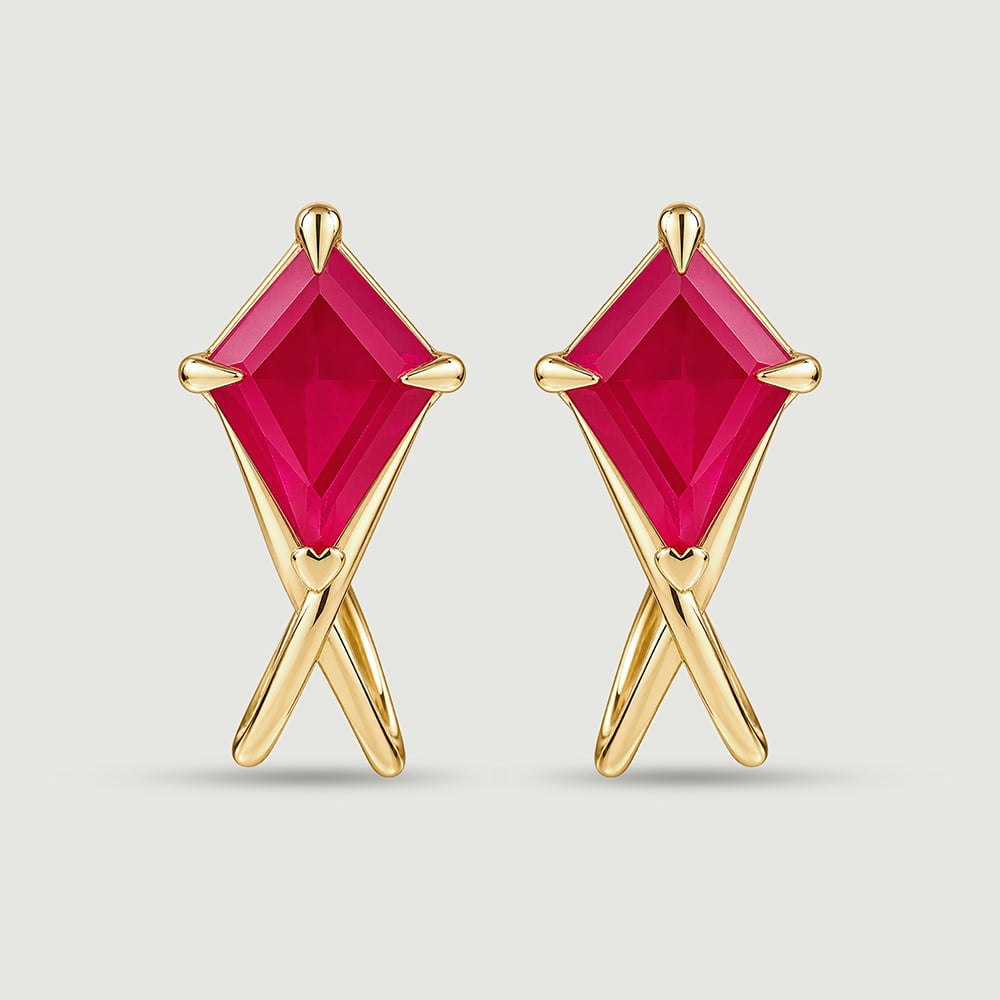 Twisted Red Gold Hoop Earrings,,hi-res image number null