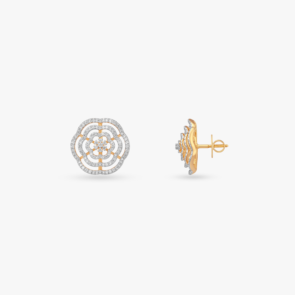 Rosette Spiral Diamond Stud Earrings,,hi-res image number null
