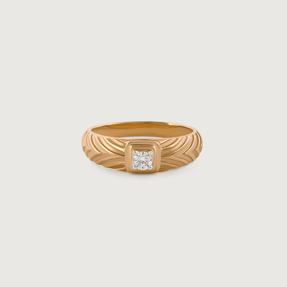 Wavy Blaze Gold & Diamond Finger Ring for Men,,hi-res image number null
