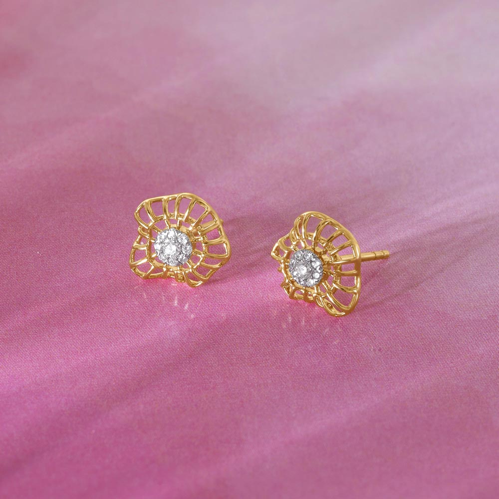 Gleaming Blossom Diamond Stud Earrings,,hi-res image number null