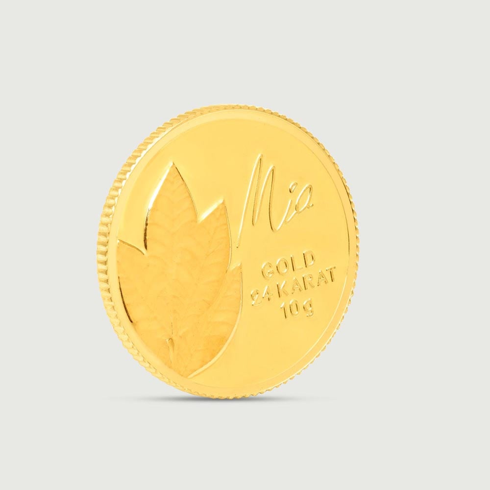 10 GM 24 Karat Mango Leaf Gold Coin,,hi-res image number null