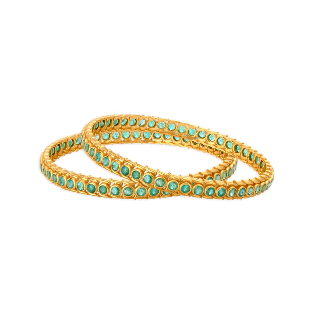 Graceful Emerald Gold Bangle,,hi-res image number null