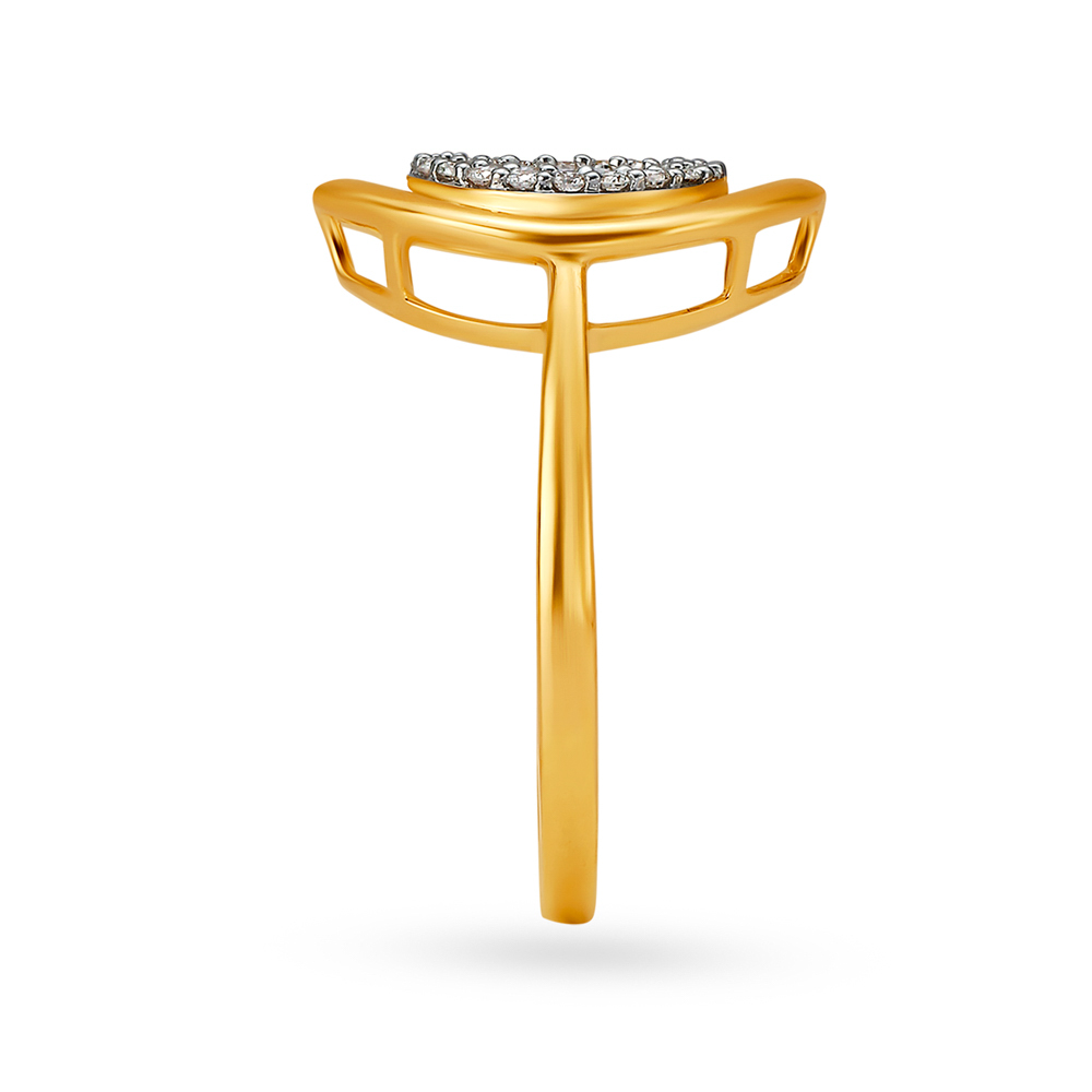 Geometric 18 Karat Yellow Gold And Diamond Finger Ring,,hi-res image number null