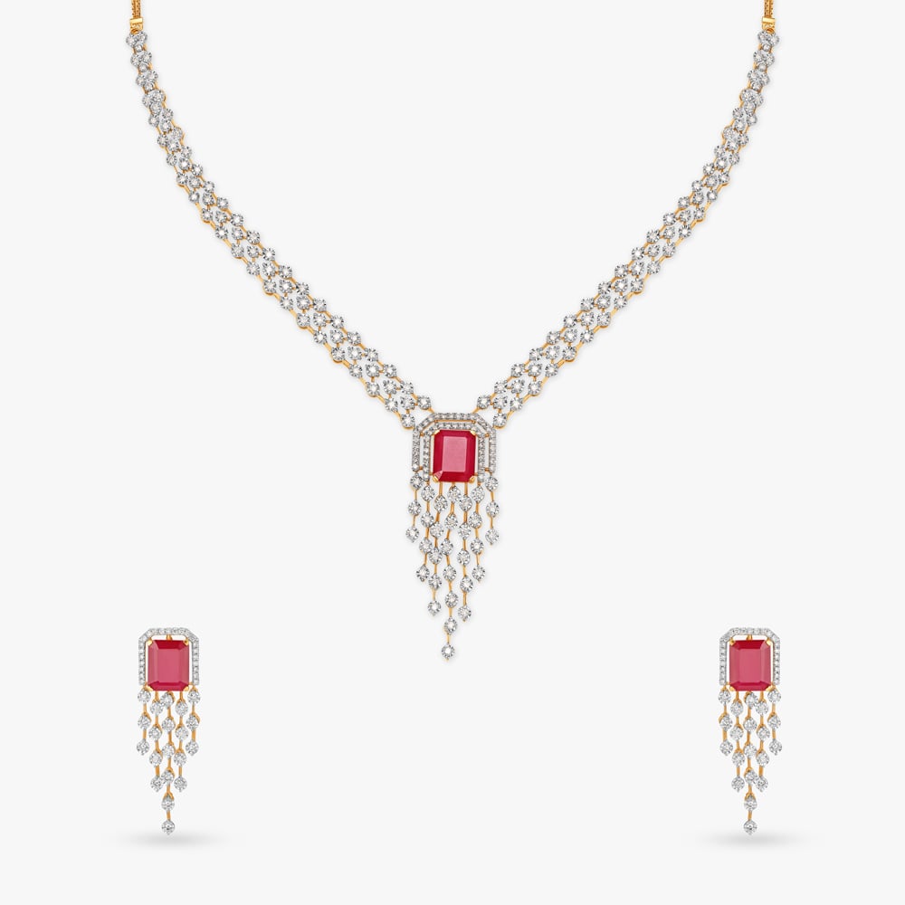 Fiery Cascades Natural diamond Necklace Set,,hi-res image number null