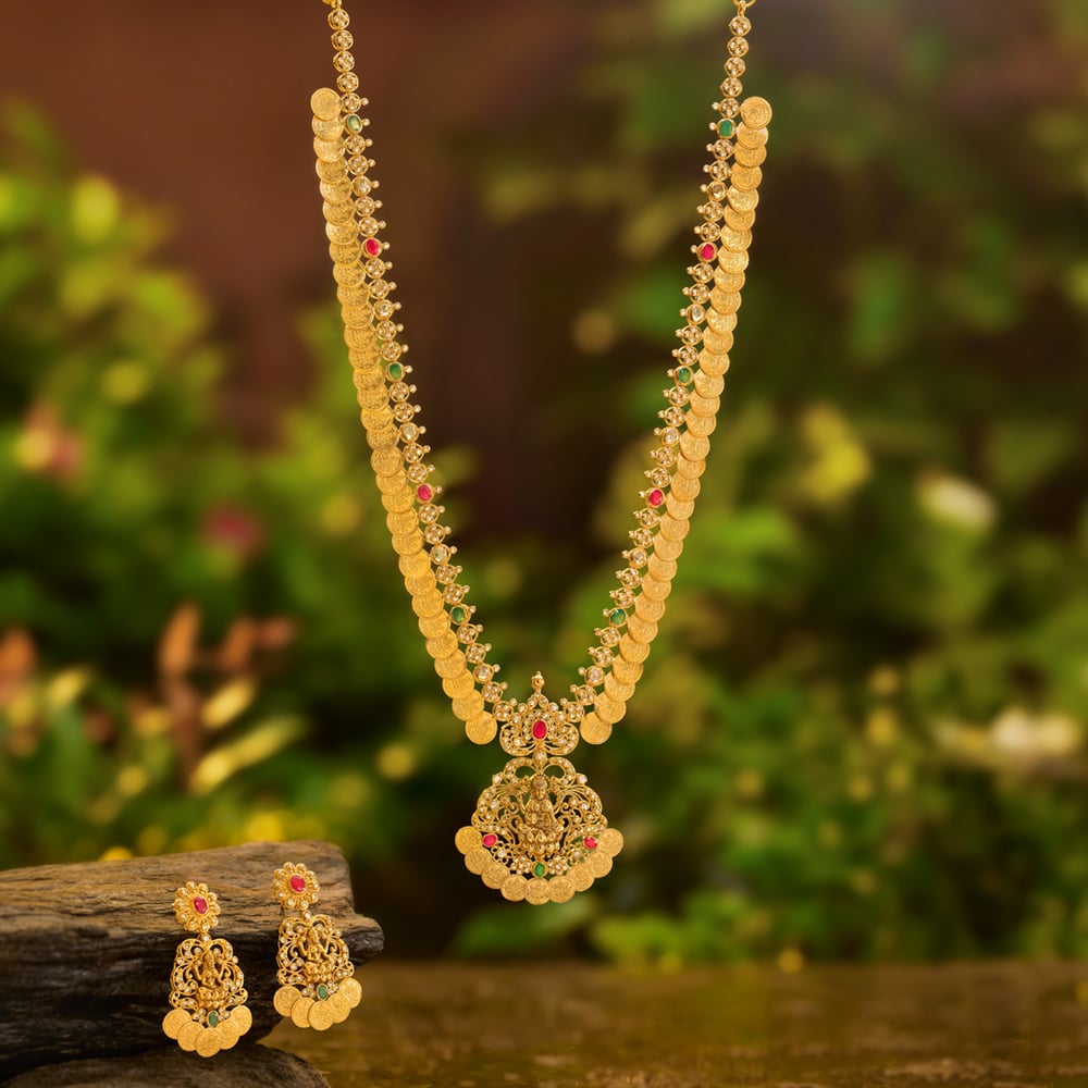 Lakshmi Kasumala Gold Temple Necklace Set,,hi-res image number null