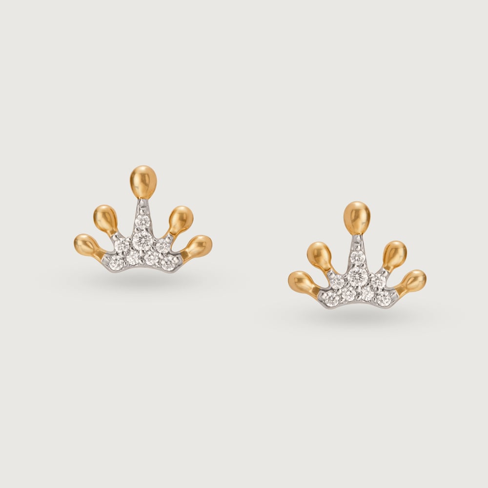 Regal Radiance 14KT Gold & Diamond Stud Earrings,,hi-res image number null