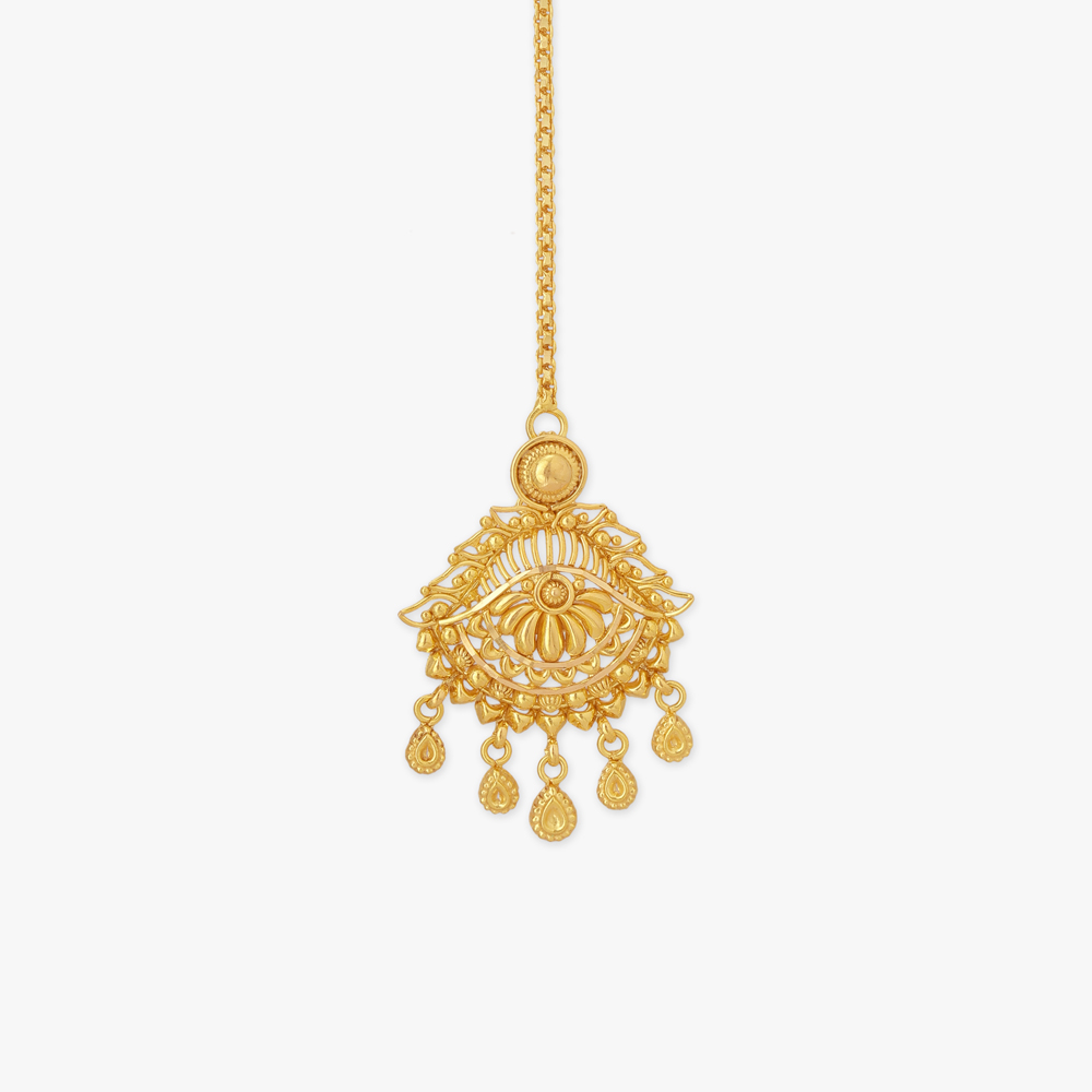 Ornate Halo Gold Maang Tikka,,hi-res image number null