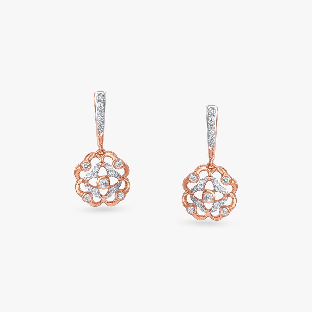 Rosette Sparkle Diamond Drop Earrings,,hi-res image number null
