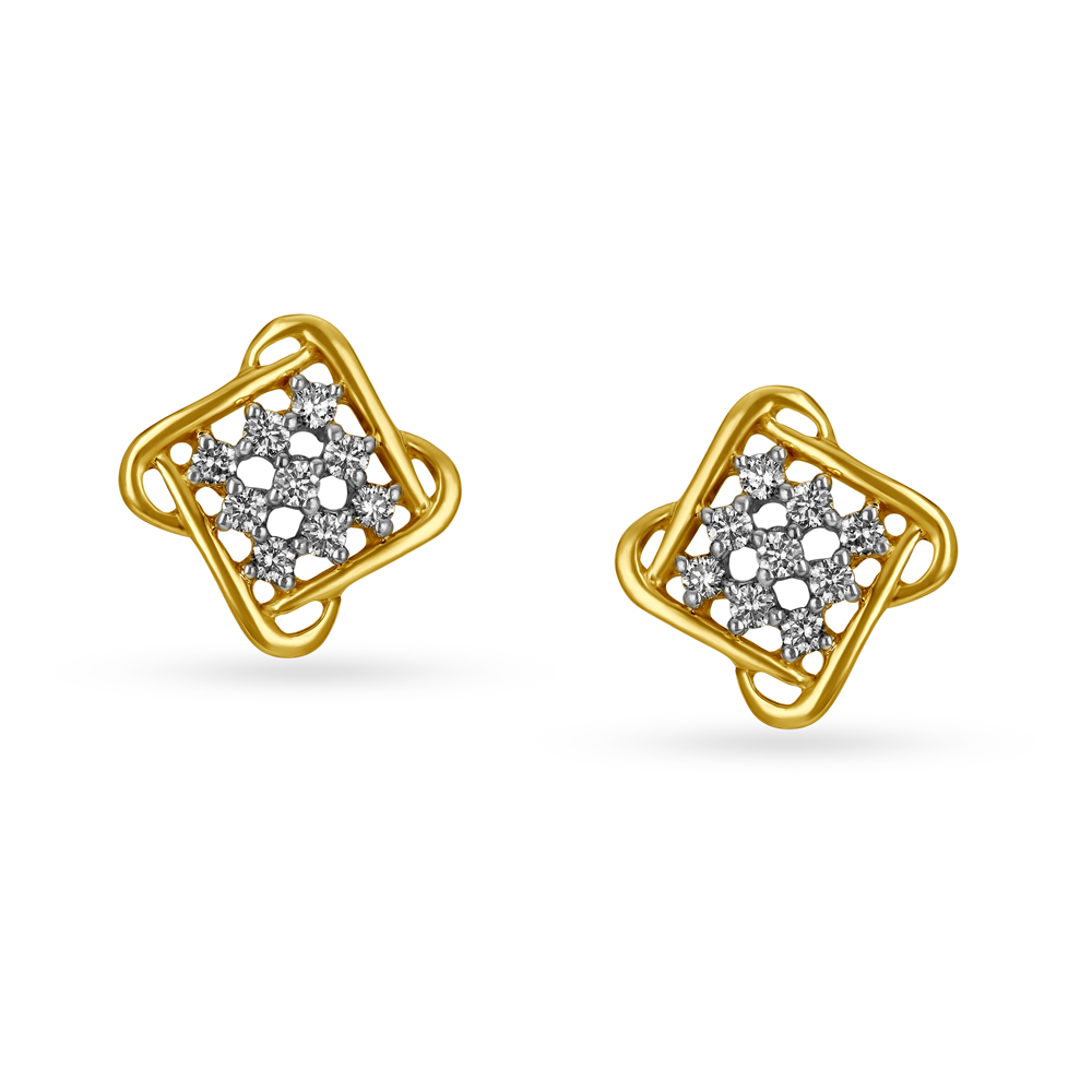 Dainty Mesh Diamond Stud Earrings,,hi-res image number null