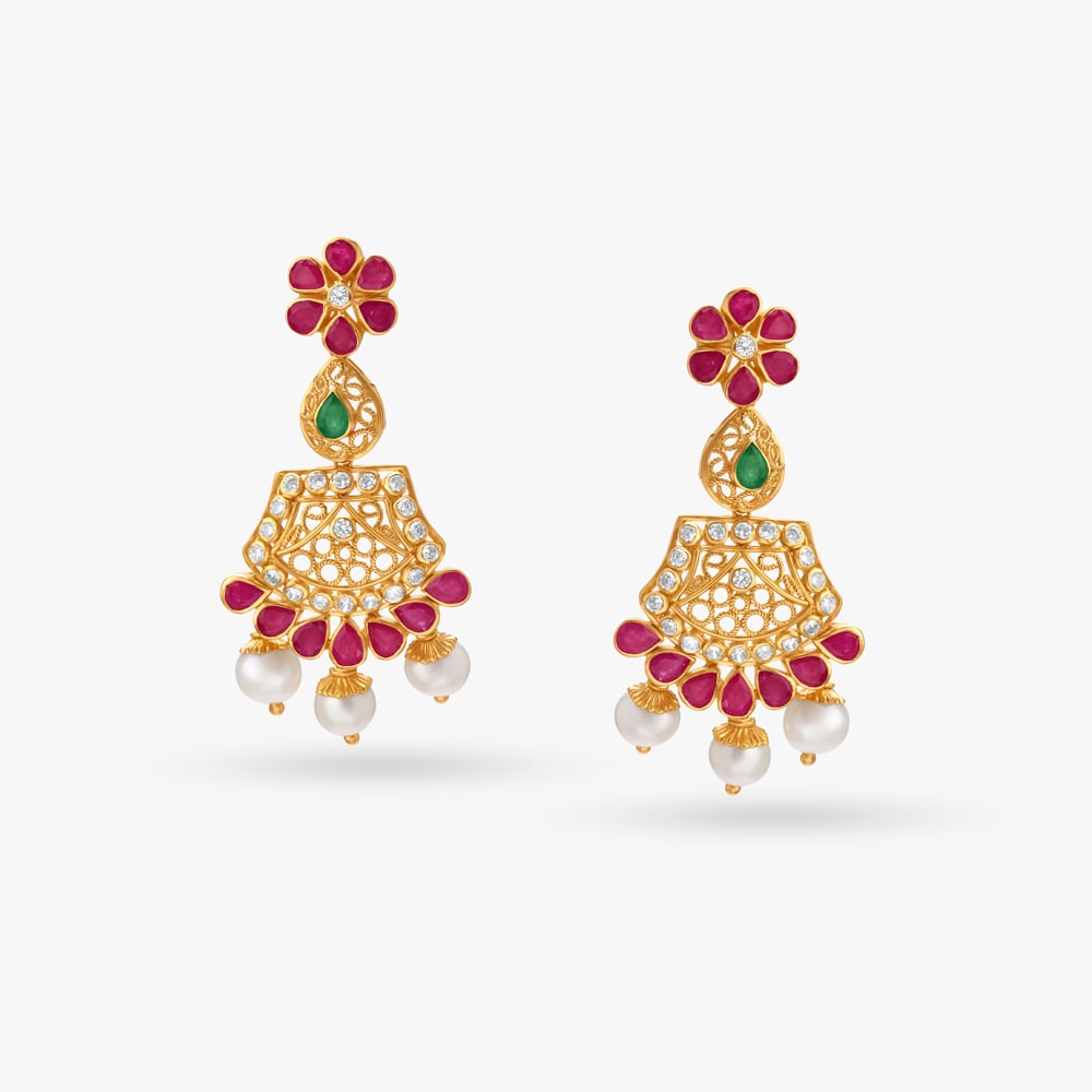 Sparkling Gold Drop Earrings,,hi-res image number null
