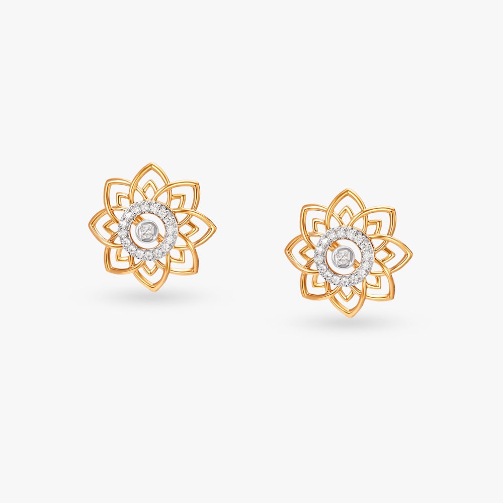 

Majestic Lotus Diamond Stud Earrings