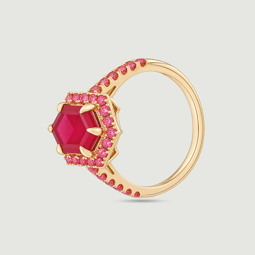 Radiant Red Tourmaline Gold Ring,,hi-res image number null