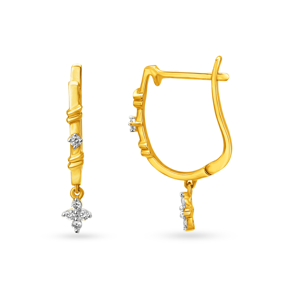 Eclectic Minimal Diamond Hoop Earrings,,hi-res image number null