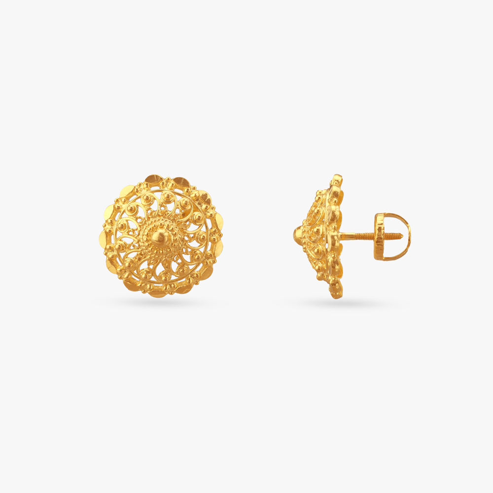 

Spiral Bloom Gold Stud Earrings