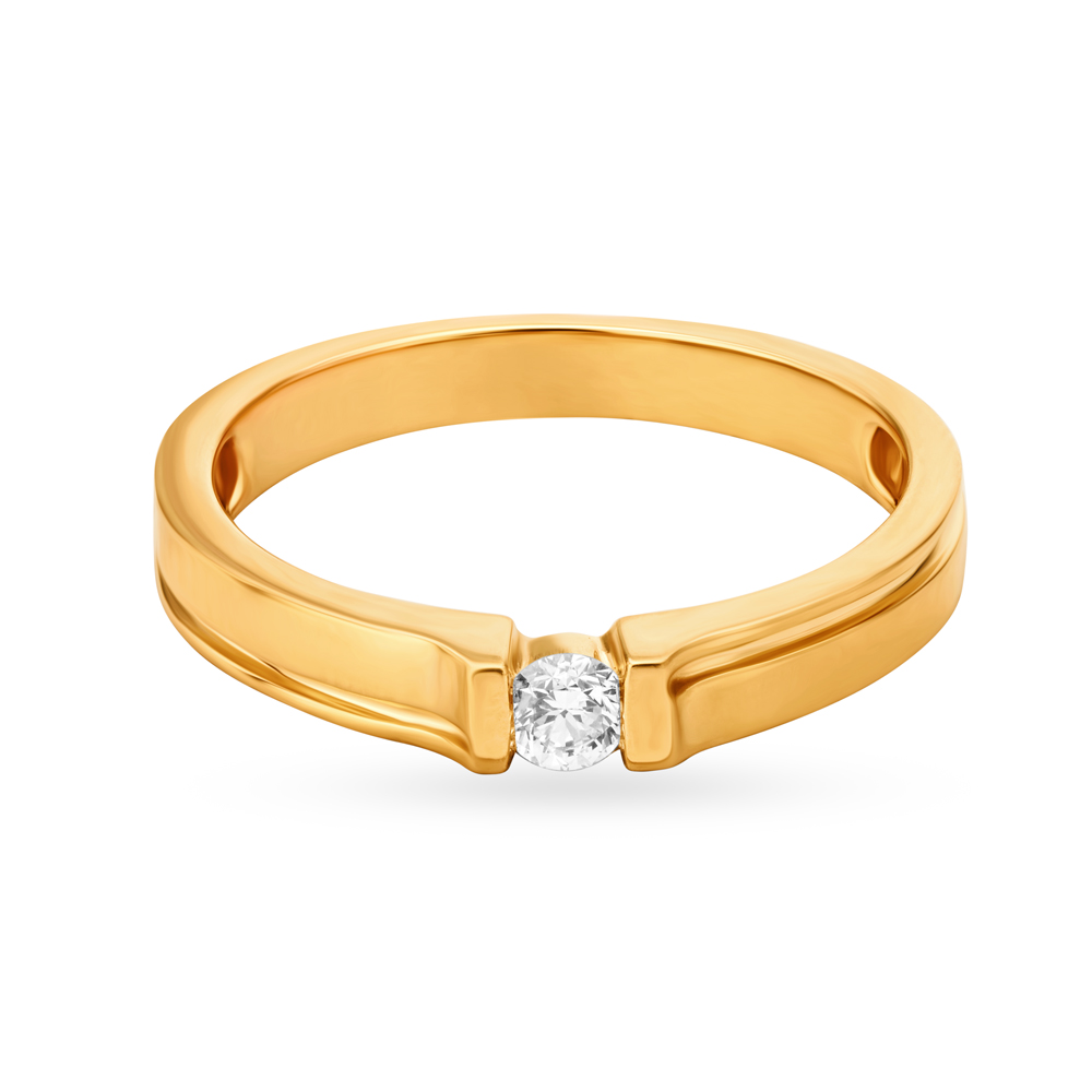 Sophisticated Minimalistic Single Stone Diamond Ring for Men,,hi-res image number null