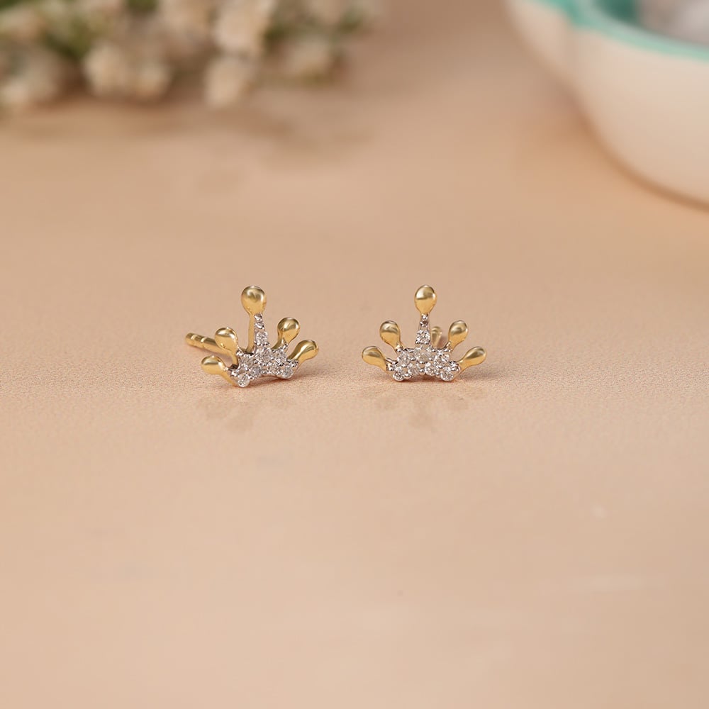 Regal Radiance 14KT Gold & Diamond Stud Earrings,,hi-res image number null