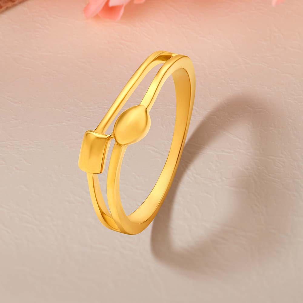 Contemporary 22 Karat Yellow Gold Geometric Finger Ring
