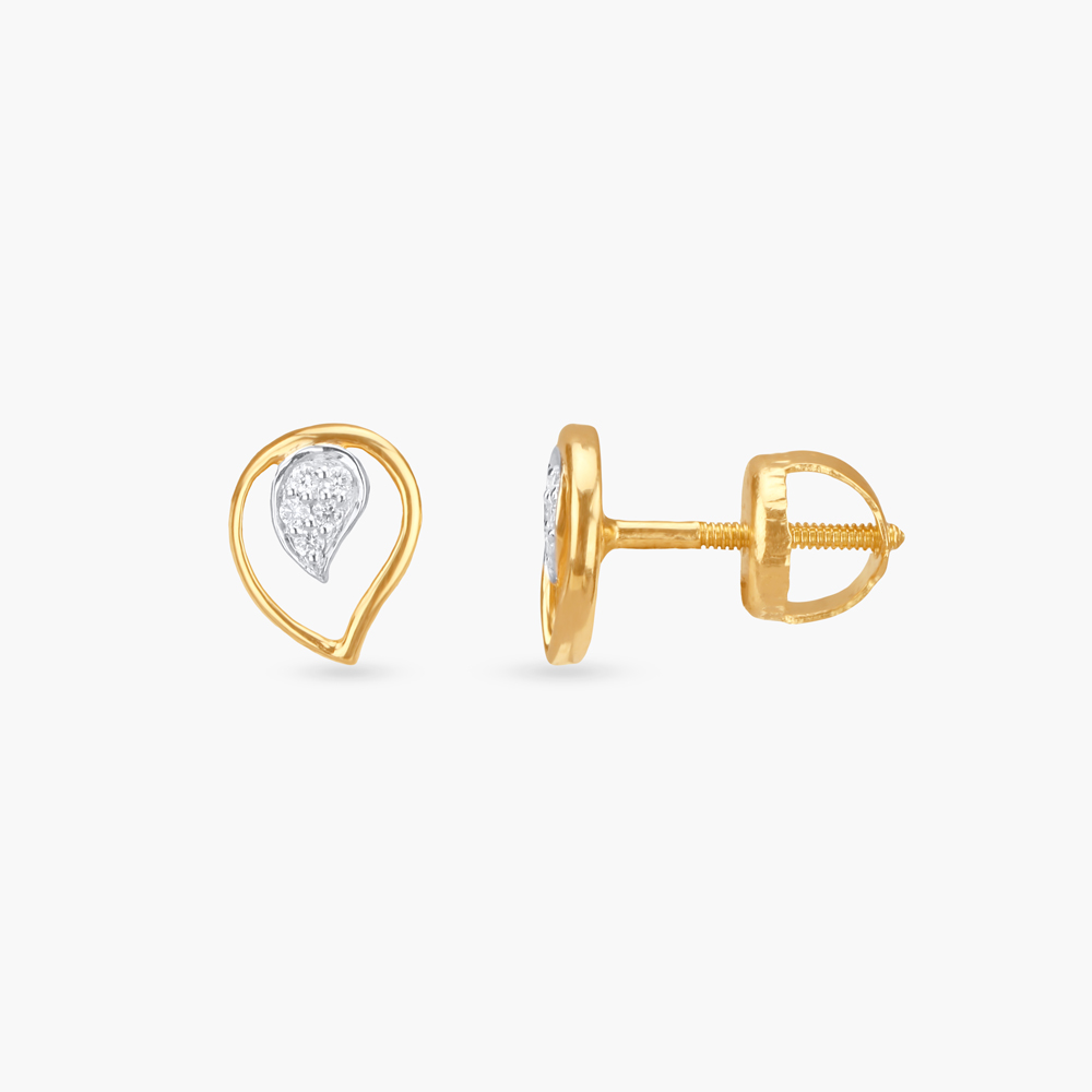 Sleek Teardrop Diamond Stud Earrings for Kids,,hi-res image number null