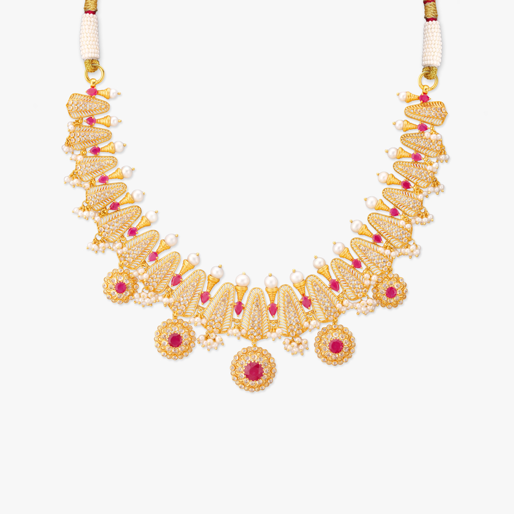 Rhythmic Radiance Gold Bottu Mala Necklace Set,,hi-res image number null