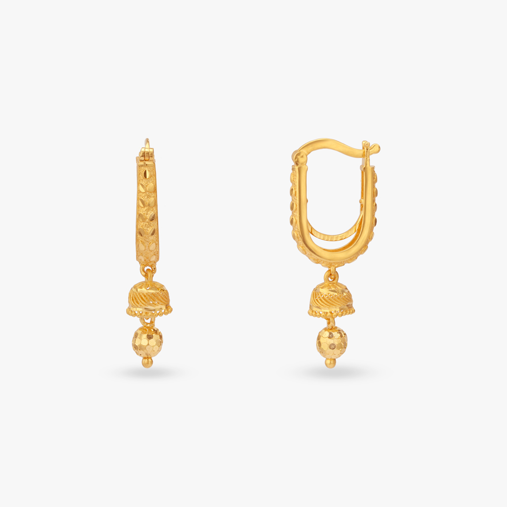Twirl Tassel Gold Hoop Earrings,,hi-res image number null