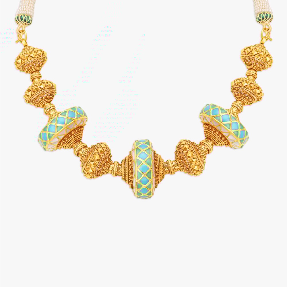 Marvellous Turquoise Badhroom Pattern Necklace Set,,hi-res image number null