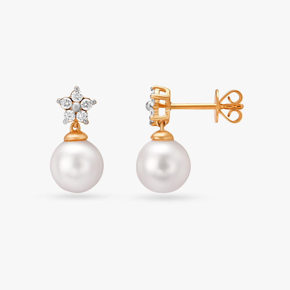 Splendid Pearl and Diamond Drop Earrings,,hi-res image number null