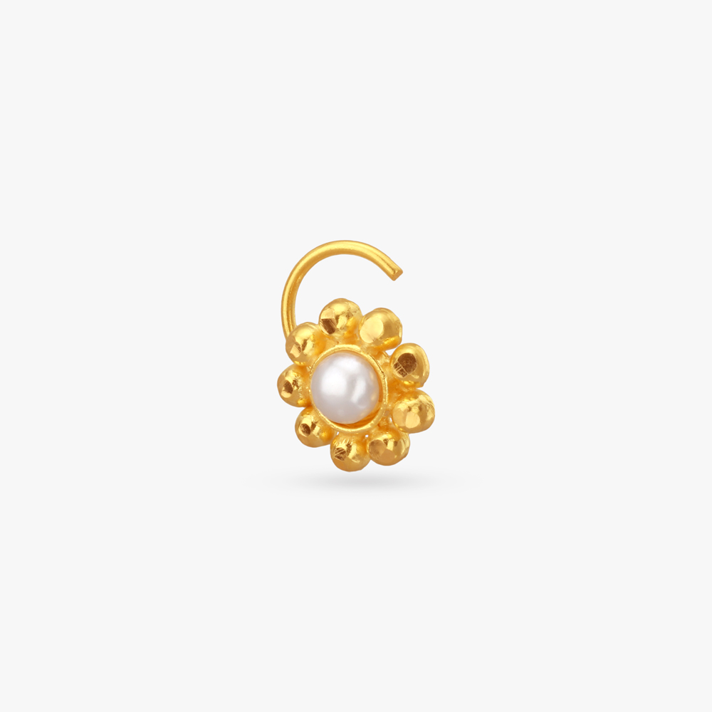 Charming Floral Gold Nose Pin,,hi-res image number null