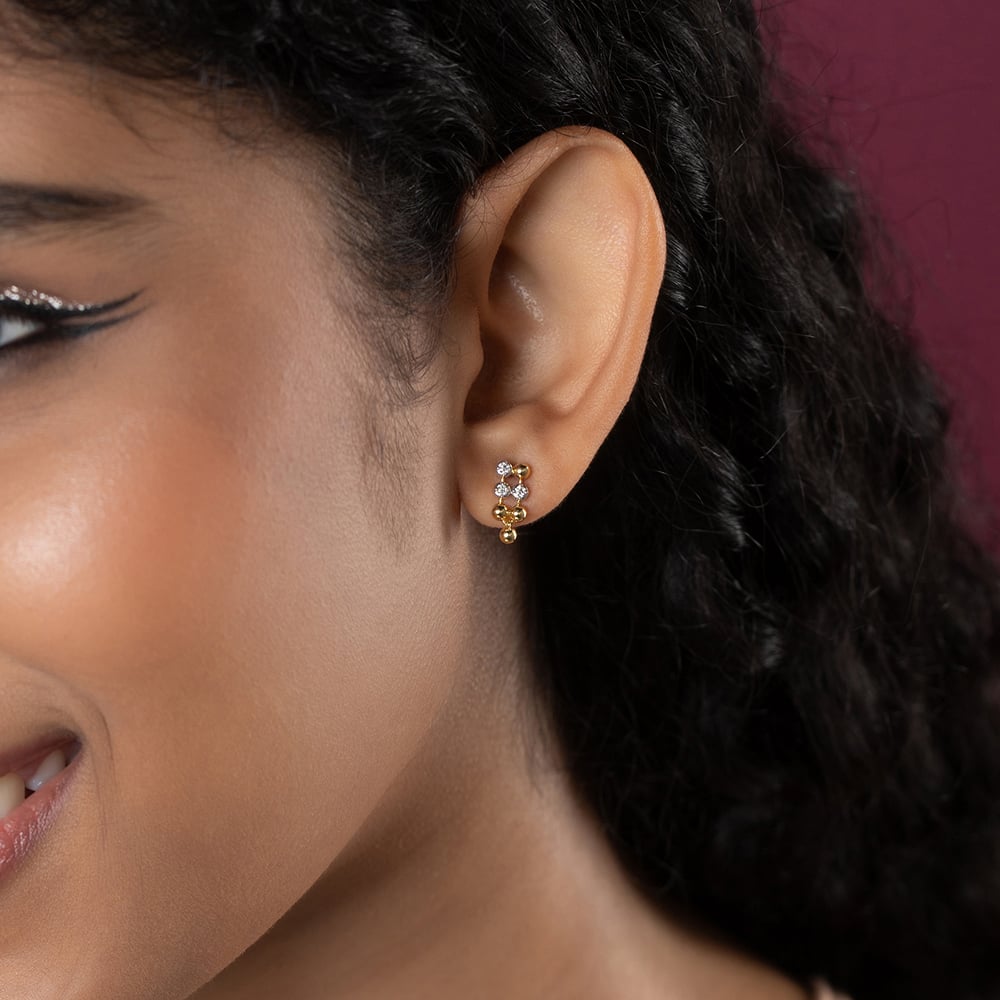 Glam Bubble Gold & Diamond Stud Earrings,,hi-res image number null