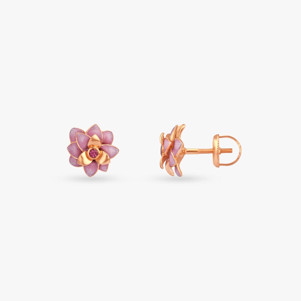 Lotus Reverie Gold Stud Earrings,,hi-res image number null