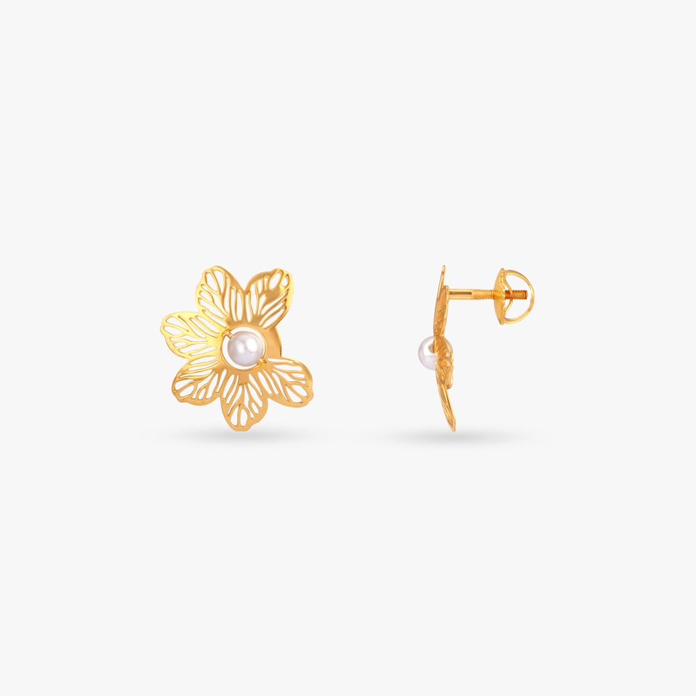 Bloom Lace Gold Stud Earrings,,hi-res image number null